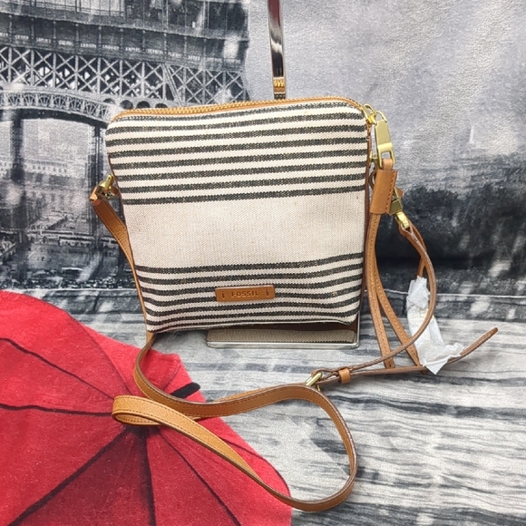 AzuraMart FOSSIL MAYA CROSSBODY BLACK STRIPE - Picture 1 of 9